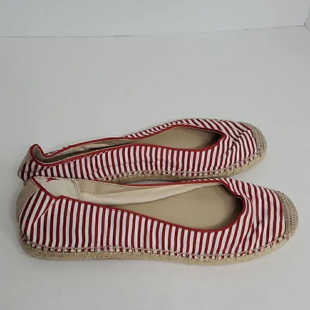 Franco Sarto Adele Red & White Espadrille Flats Women's Size 9.5M